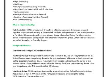 Summary OF FortiGate HA (High Availability) PDF