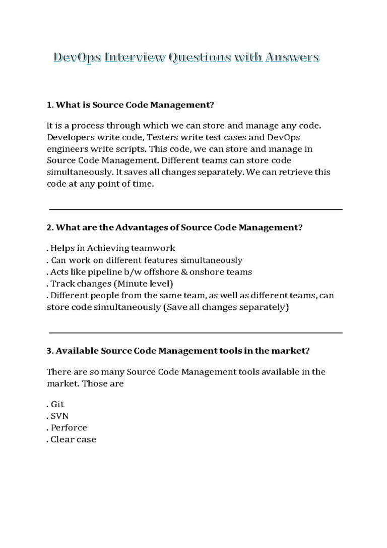 DevOps Interview Questions with Answers PDF - Connect 4 Techs