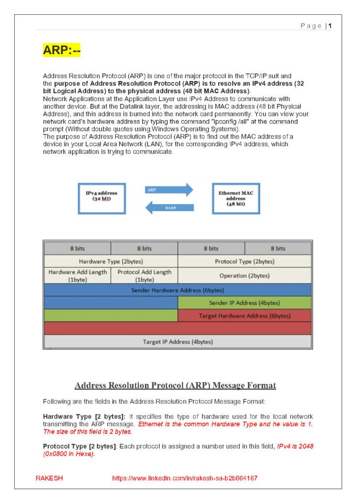 ARP (Address Resolution Protocol) Guide PDF